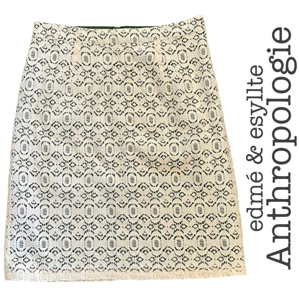 EDME & ESYLITE for ANTHROPOLOGIE ‘Aine’ Lace Overlay Pencil Skirt NWOT Size 8 - Picture 1 of 9
